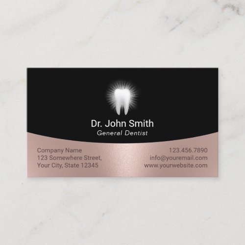 Glowing Tooth Black  Rose Gold Dental Appointment