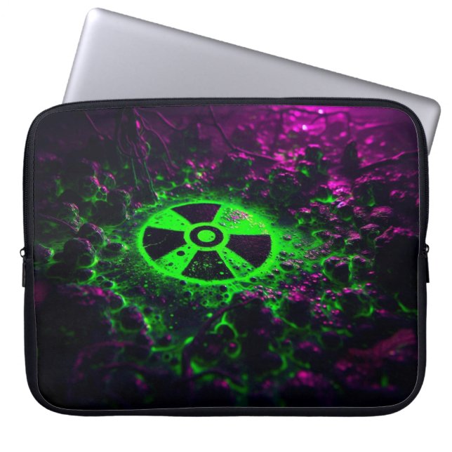 Glowing Toxic Waste Hazard Symbol Laptop Sleeve (Front)