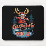 Glowing Trails Red-nosed Reindeer Snowboarding  Mouse Pad<br><div class="desc">Glowing Trails Red-nosed Reindeer Snowboarding</div>