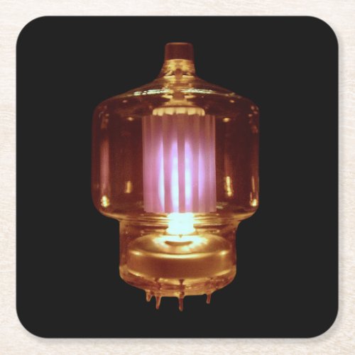 Glowing Transmitter Vacuum Tube Square Paper Coaster