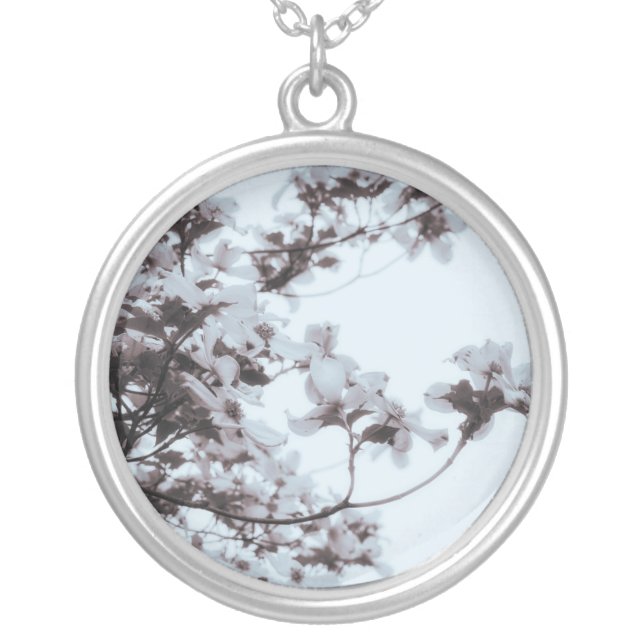Glowing Tree (Blue) Silver Plated Necklace (Front)