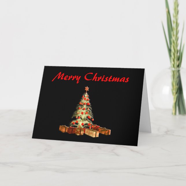 Glowing Tree Merry Christmas Holiday Card (Front)
