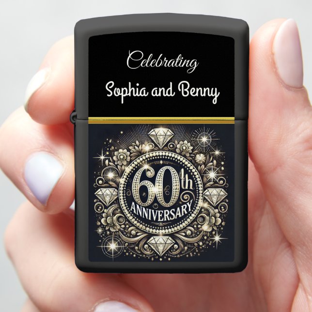 Glowing Tribute: 60th Anniversary Design Zippo Lighter (In Hand)