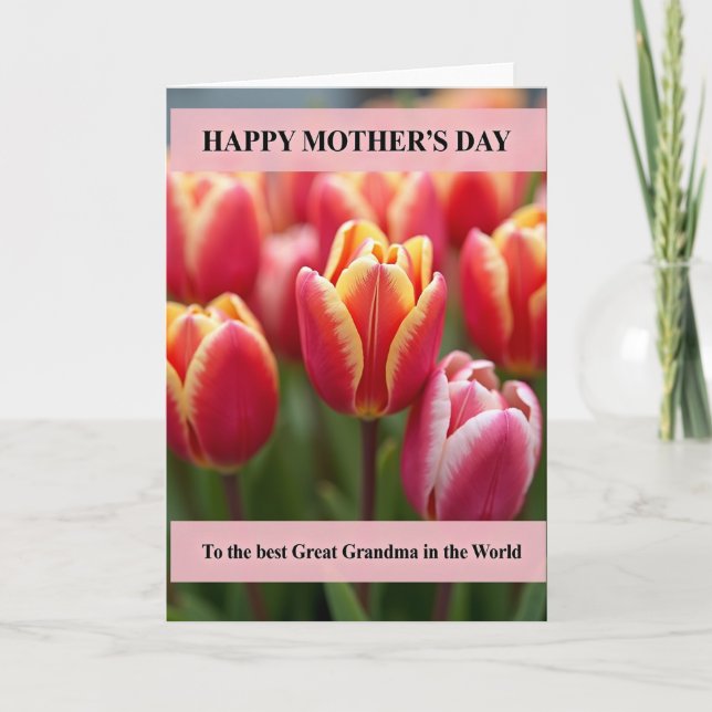 Glowing Tulip Mothers Day Card (Front)