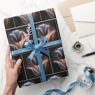 Glowing Tulip With Raindrops Wrapping Paper