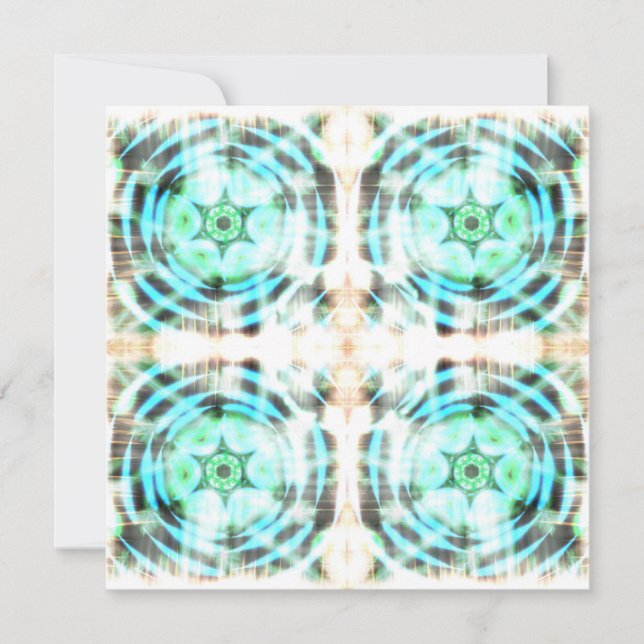 Glowing Turquoise Wheel On Black Abstract Pattern  Holiday Card (Front)