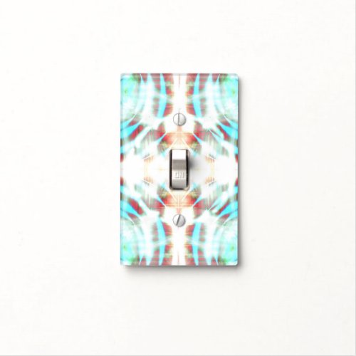 Glowing Turquoise Wheel On Red Abstract Pattern Light Switch Cover