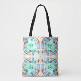 Glowing Turquoise Wheel On Red Abstract Pattern  Tote Bag