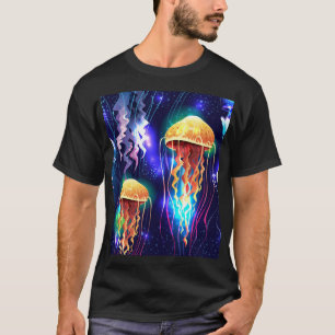 Glowing Underwater Jellyfish Horizontal Banner T-Shirt