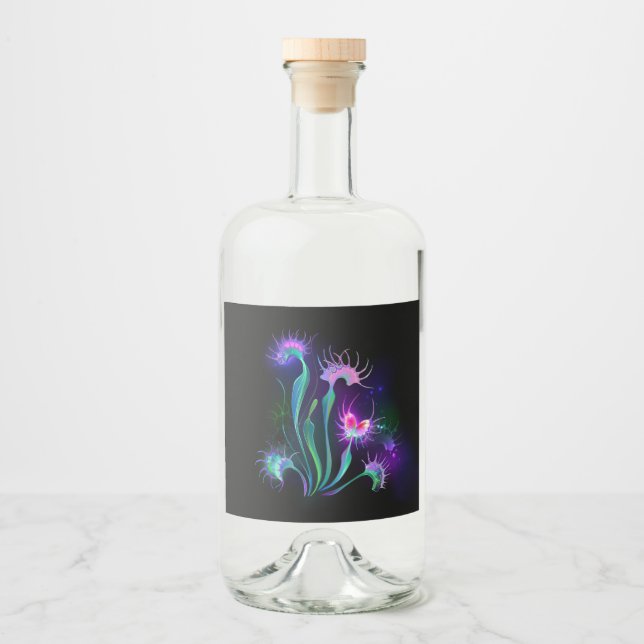 Glowing Venus Flytrap Liquor Bottle Label (Front)
