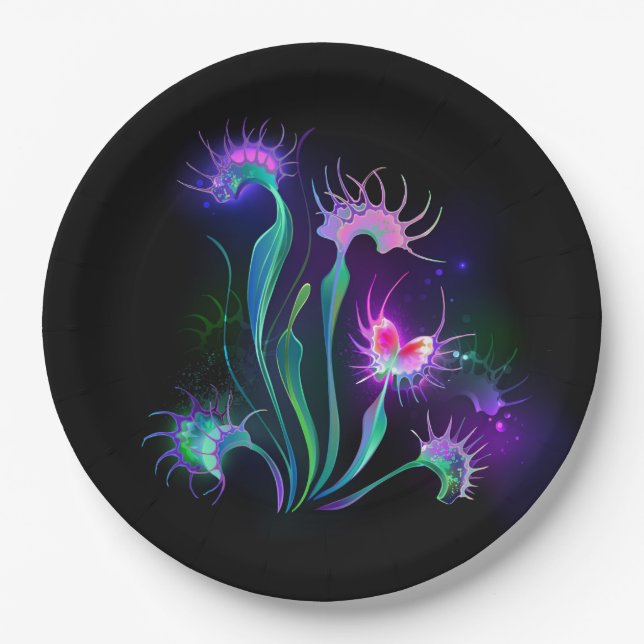 Glowing Venus Flytrap Paper Plates (Front)