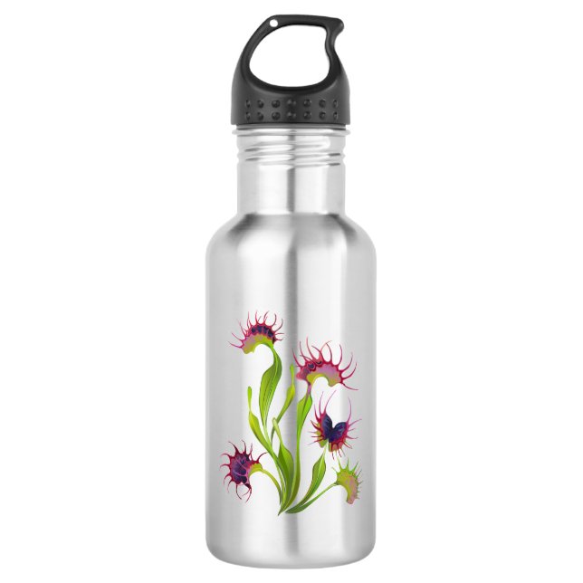 Glowing Venus Flytrap Stainless Steel Water Bottle (Front)