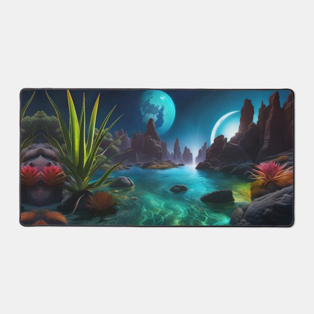 Glowing Water on a Distant Planet  Desk Mat (Front)