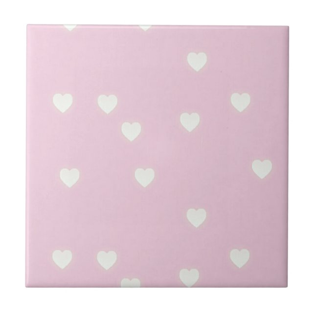 Glowing white hearts on pink ceramic tile (Front)