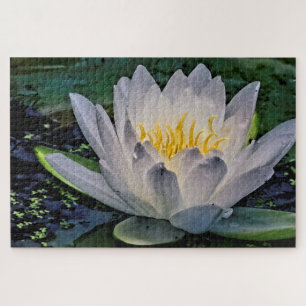 Glowing White Lotus flower Jigsaw Puzzle