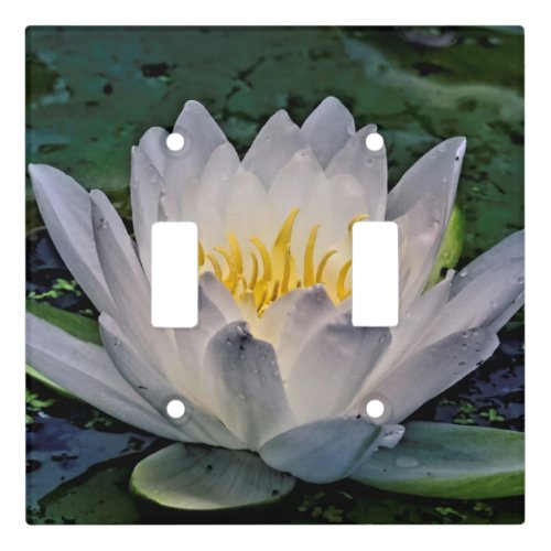 Glowing White Lotus flower Light Switch Cover