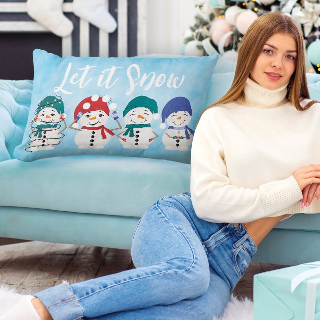 Glowing Winter Wonders Let It Snow Christmas Lumbar Pillow (Creator Uploaded)