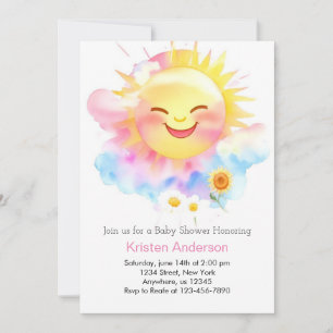 Glowing with Joy: Sunshine Baby Girl Shower Invitation