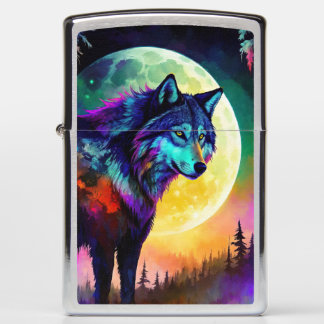 Glowing Wolf Zippo Lighter