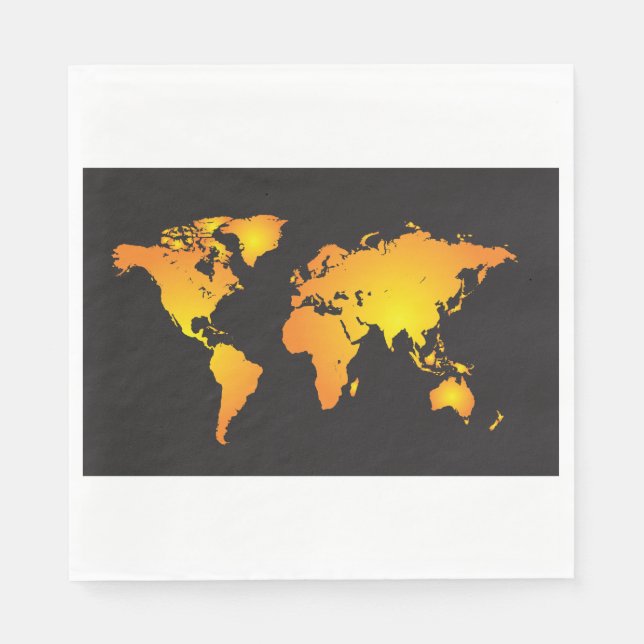 Glowing World Map in Orange and Yellow Napkins (Front)