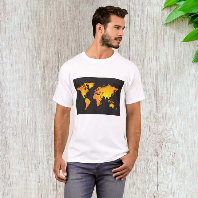 Glowing World Map in Orange and Yellow T-Shirt (Creator Uploaded)