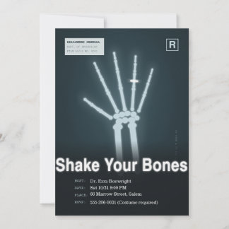 Glowing X Ray Skeleton Hand Halloween Party Invitation