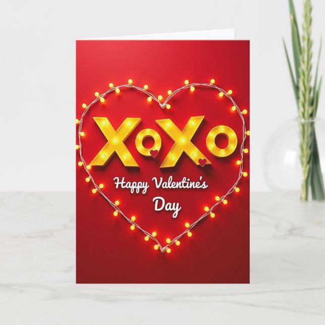 Glowing Xoxo Valentines Day Card (Front)