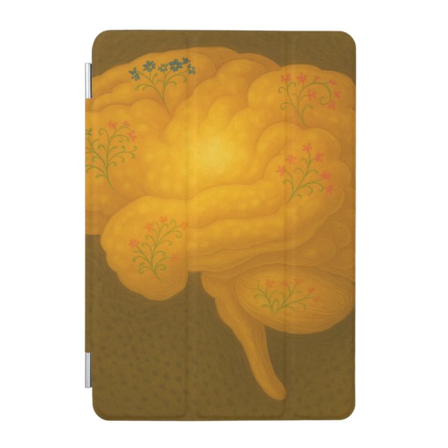 Glowing Yellow Brain With Tiny Blooms iPad Mini Cover (Front)
