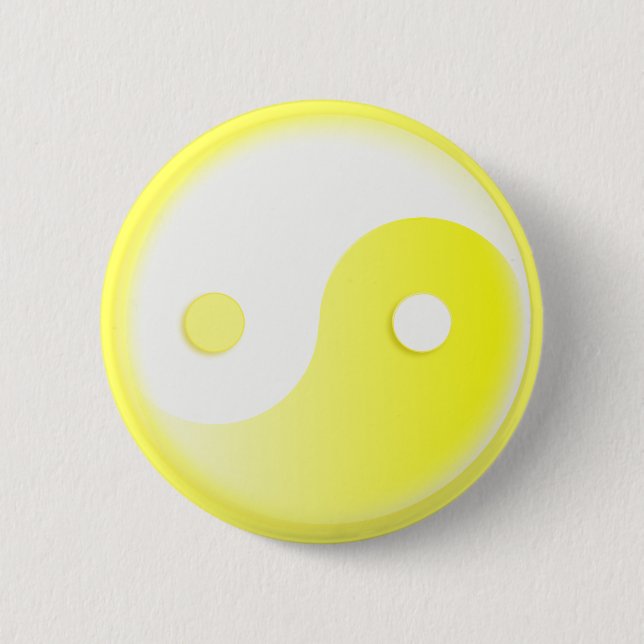 Glowing Yellow Yin/Yang Symbol Pinback Button (Front)