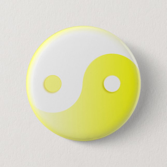 Glowing Yellow Yin/Yang Symbol Pinback Button (Front)