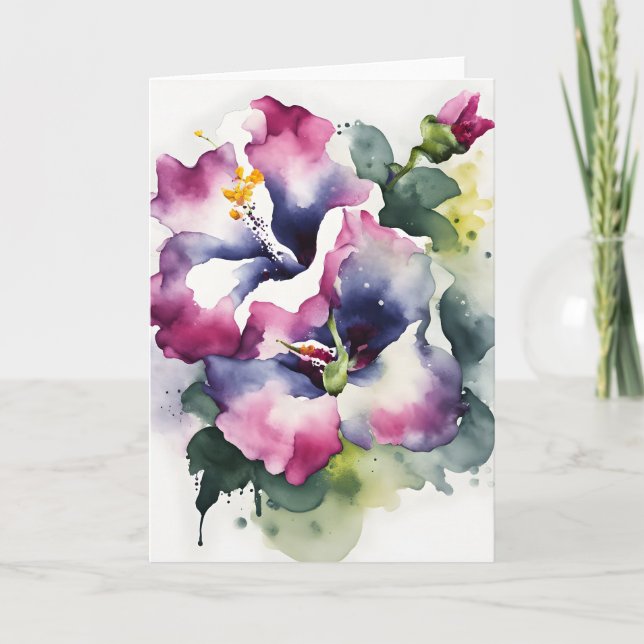 Gloxinia - Watercolor flowers Card (Front)
