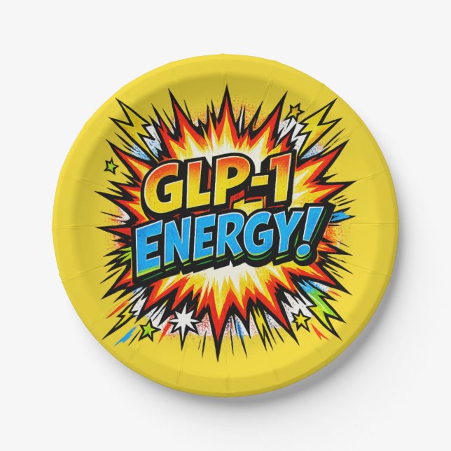 GLP-1 Energy Comic Pop Art   Paper Plates (Front)