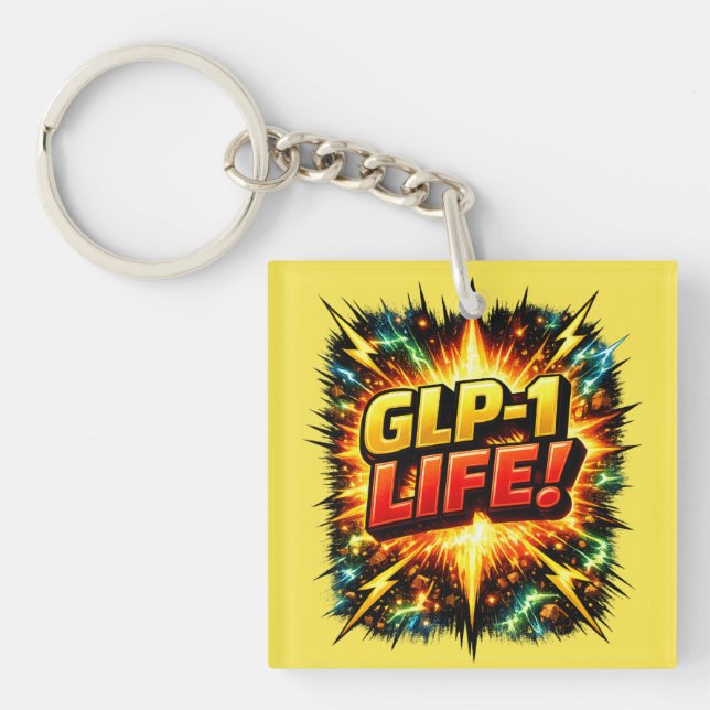 GLP-1 LIFE! Comic Pop Art   Keychain (Front)