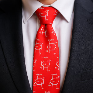 Glucose Molecule Chemistry Science Themed Red Neck Tie