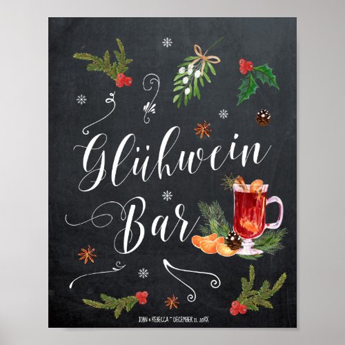 Gluhwein bar winter christmas wedding sign