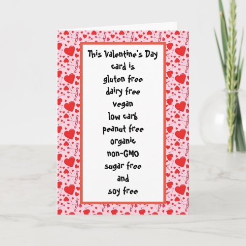 Gluten Dairy Sugar Soy Carb Free Funny Valentines Card