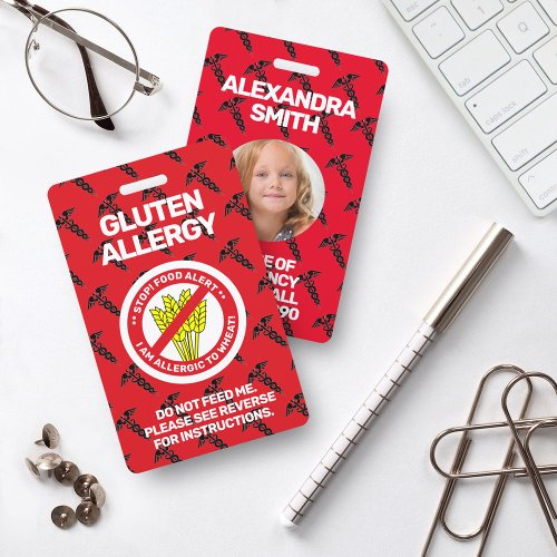 Gluten Food Allergy Alert Red Warning Badge
