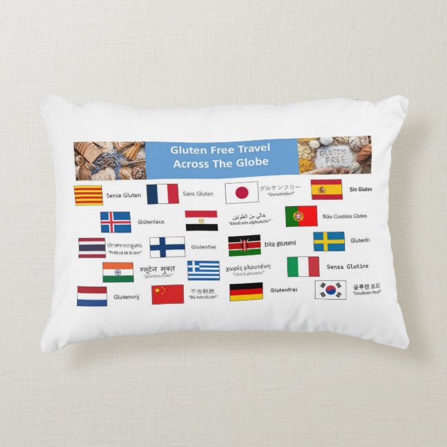 Gluten Free Across the Globe Accent Pillow (Front)