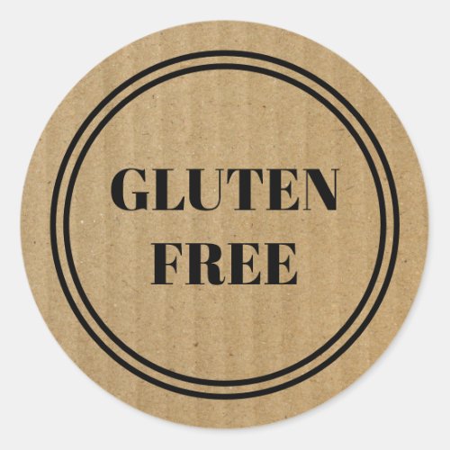 Gluten Free Allergy Safe Kraft Paper Simple Classi Classic Round Sticker
