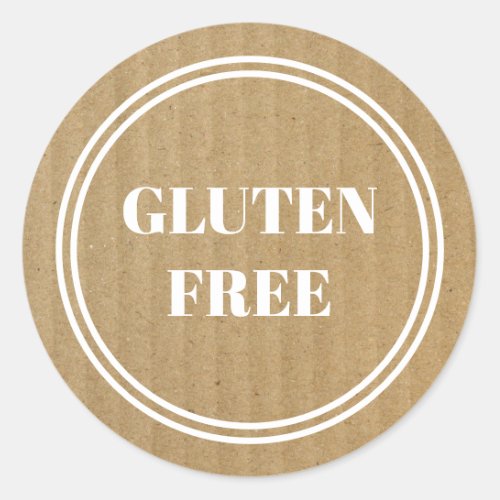 Gluten Free Allergy Safe Kraft Paper Simple Classic Round Sticker
