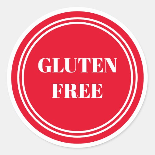 Gluten Free Allergy Safe Red Simple Classic Round Classic Round Sticker