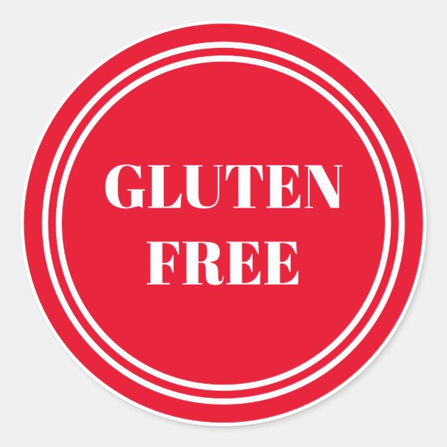 Gluten Free Allergy Safe Red Simple Classic Round Sticker (Front)