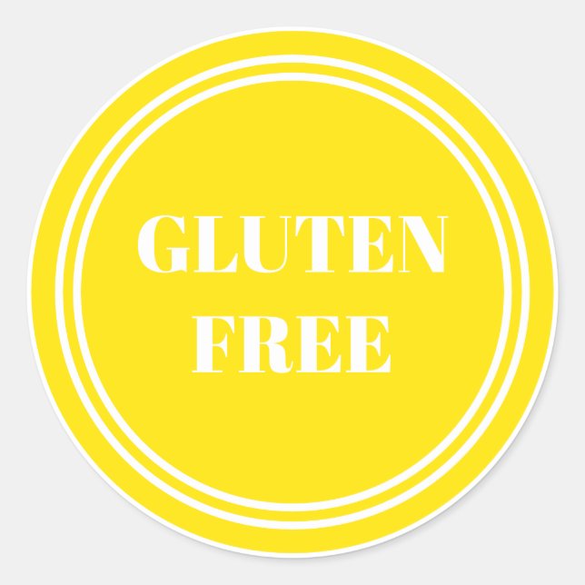 Gluten Free Allergy Safe Yellow Simple Classic Round Sticker (Front)