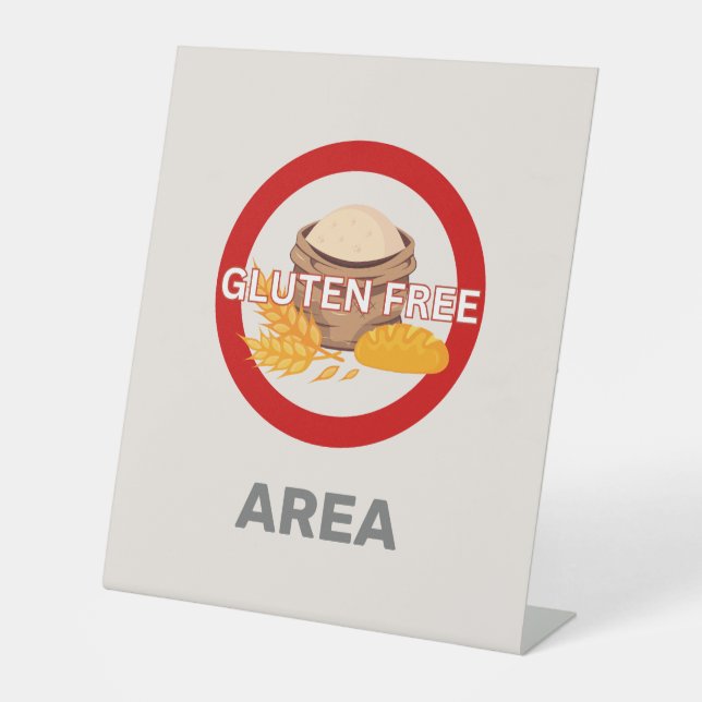 Gluten Free Area Customized Food Allergy Alert Pedestal Sign (Front)