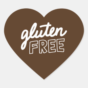 Gluten Free Br And White Typography Heart Sticker