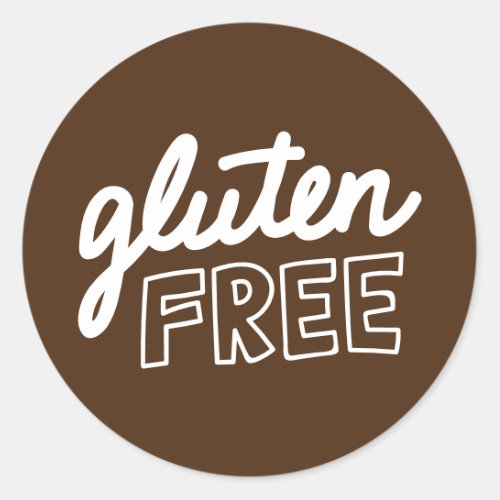 Gluten Free Brown And White Typography  Classic Round Sticker