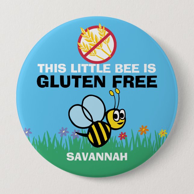 Gluten Free Bumblebee Button for Celiac Alert (Front)