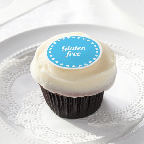 Gluten Free Celiac Coeliac Cute Blue Edible Frosting Rounds
