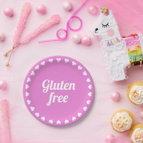 Gluten Free Celiac Coeliac Pink Party Paper Plate