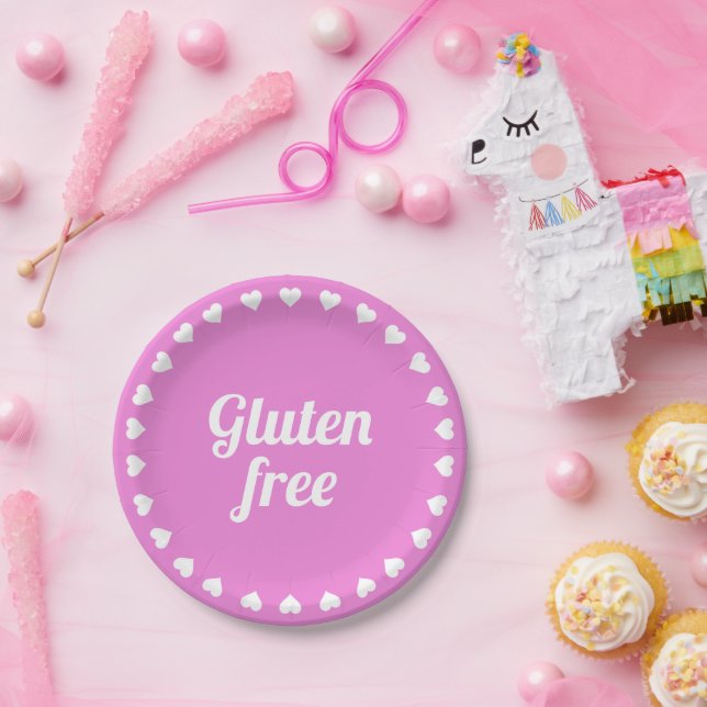 Gluten Free Celiac Coeliac Pink Party Paper Plate (Party)